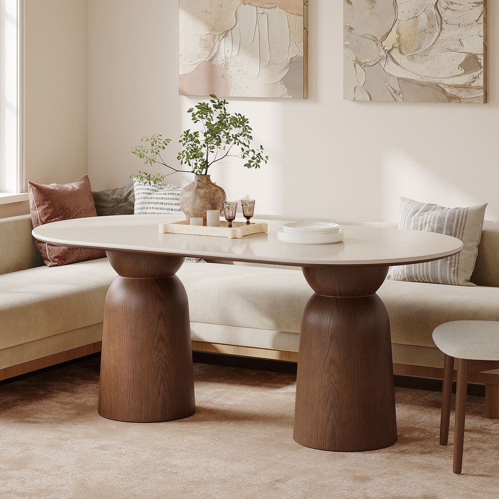 72" Oval Marble Dining Table for Dining Room