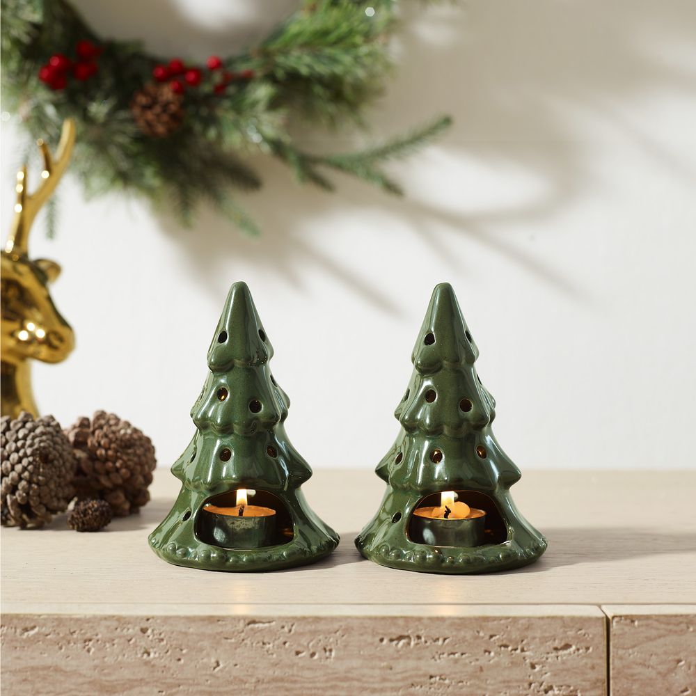 5 inch Christmas Candleholder Set of 2