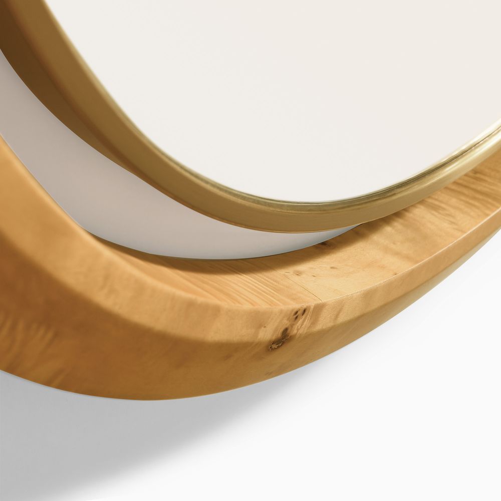 Burl Veneer Frame Wall Mirror