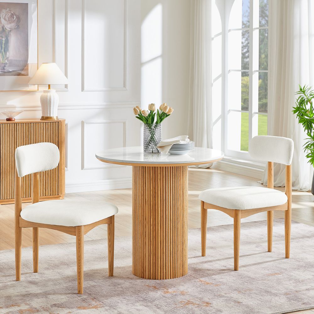Rolf Modern Fluted Oak Dining Room Table Set for Dining Room