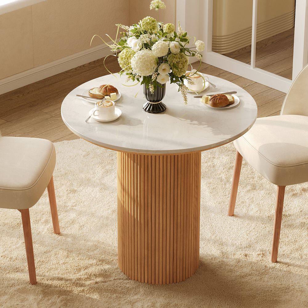 31" Round Small Marble Dining Table