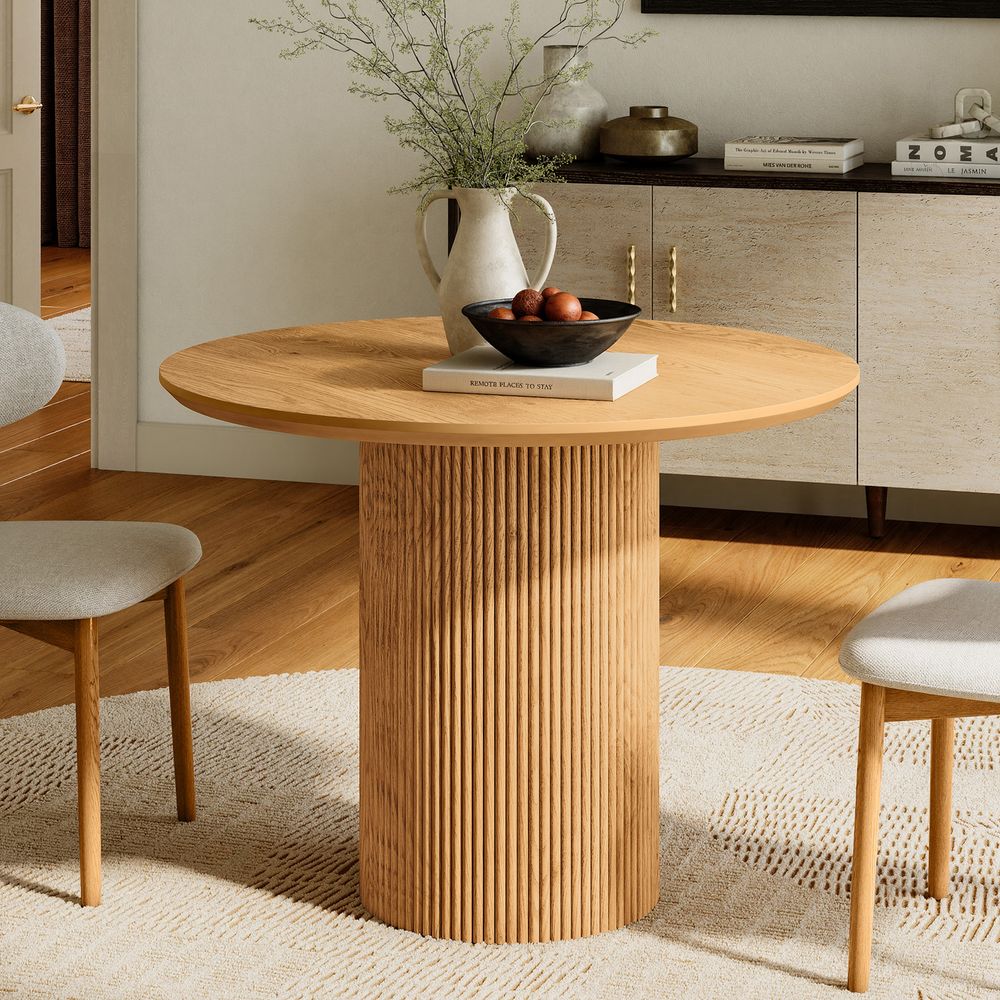 39" Natural Round Small Dining Table for Dining Room