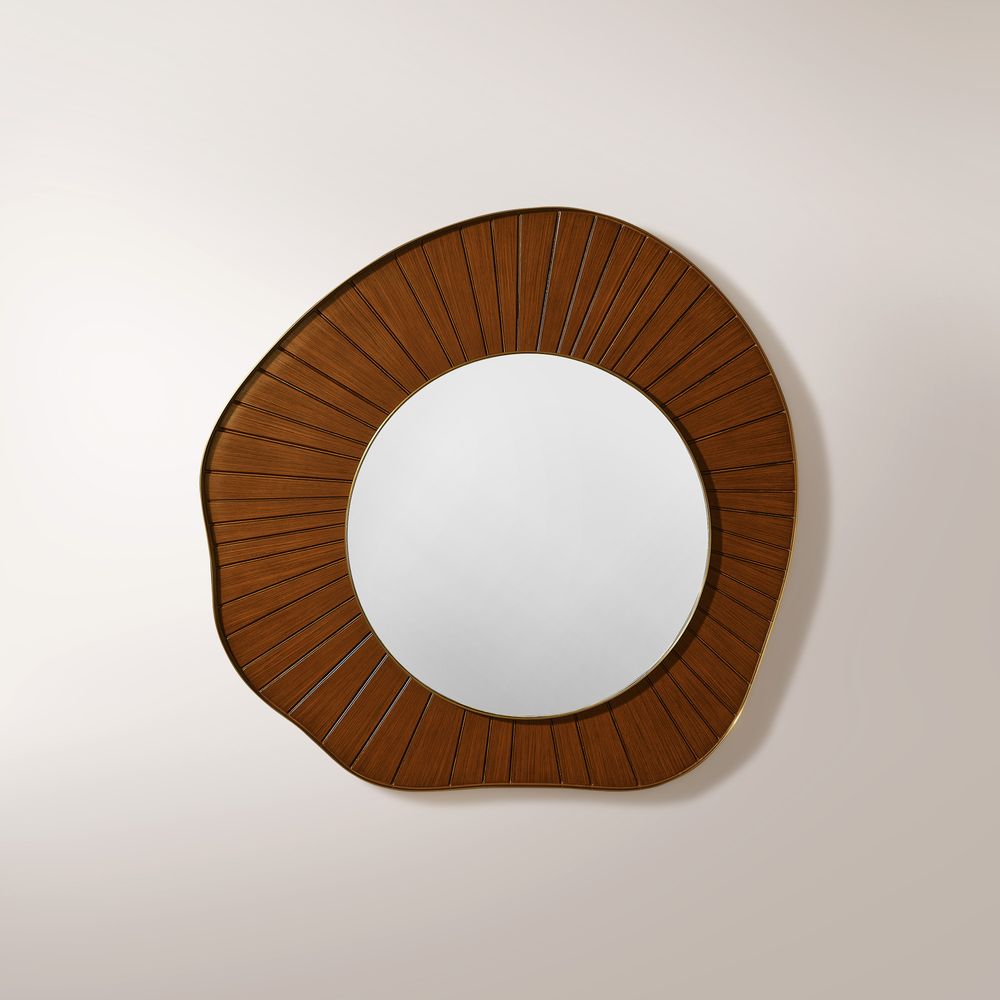 Sunburst Wooden Frame Wall Mirror