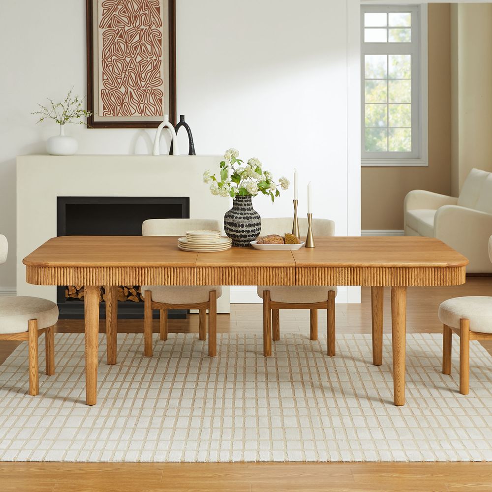 72-92" Brown Expandable Dining Room Table