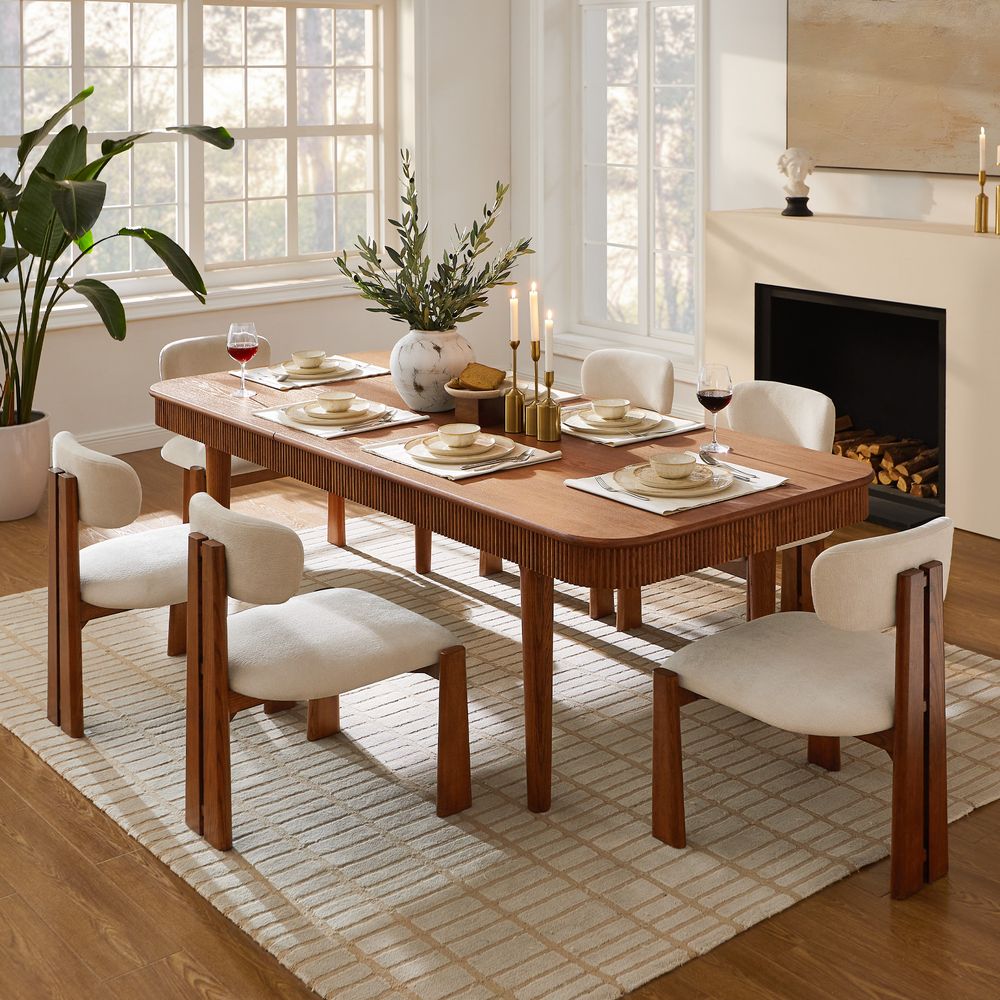 72- 92" Solid Oak Wood Extendable Dining Table for Dining Room