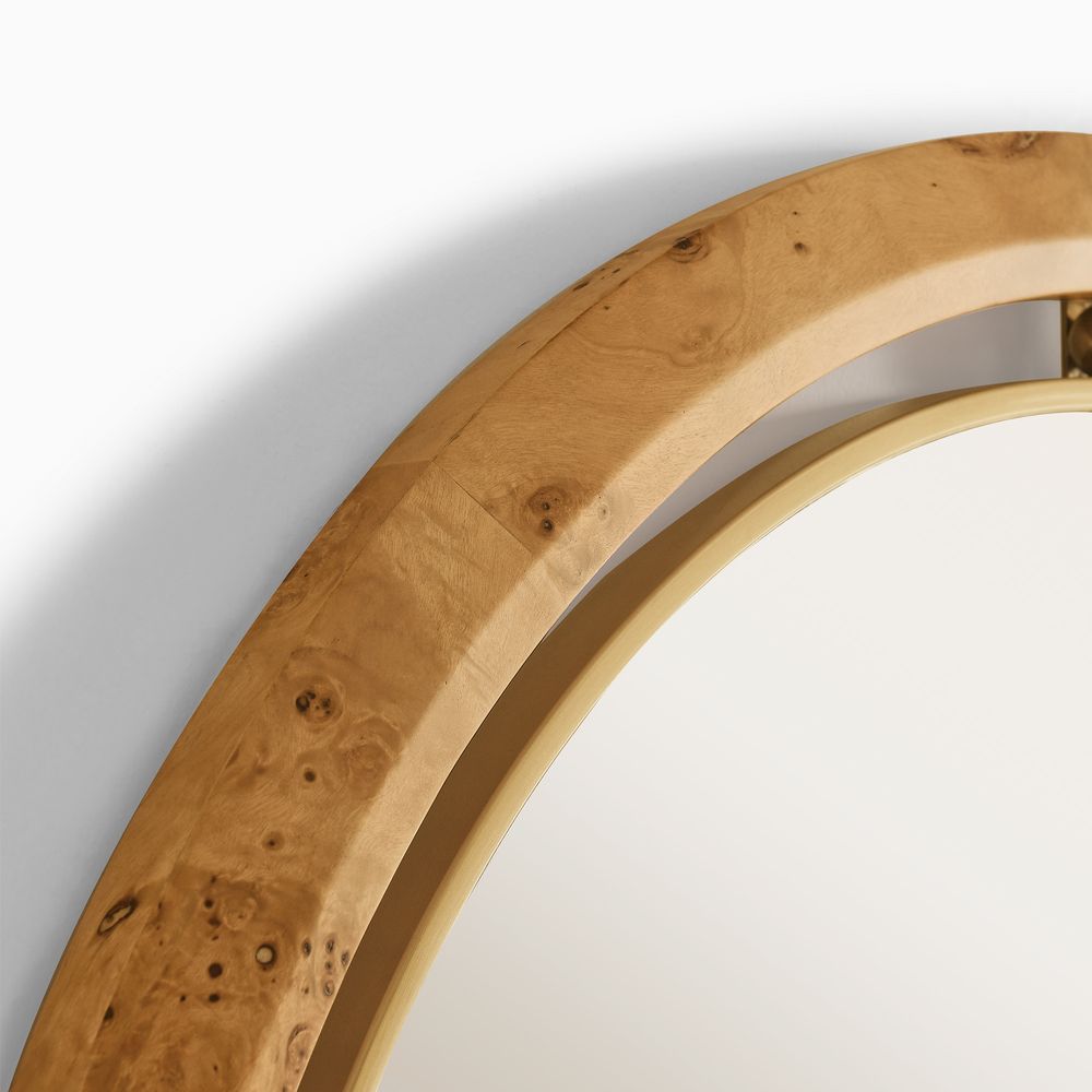 Burl Veneer Frame Wall Mirror