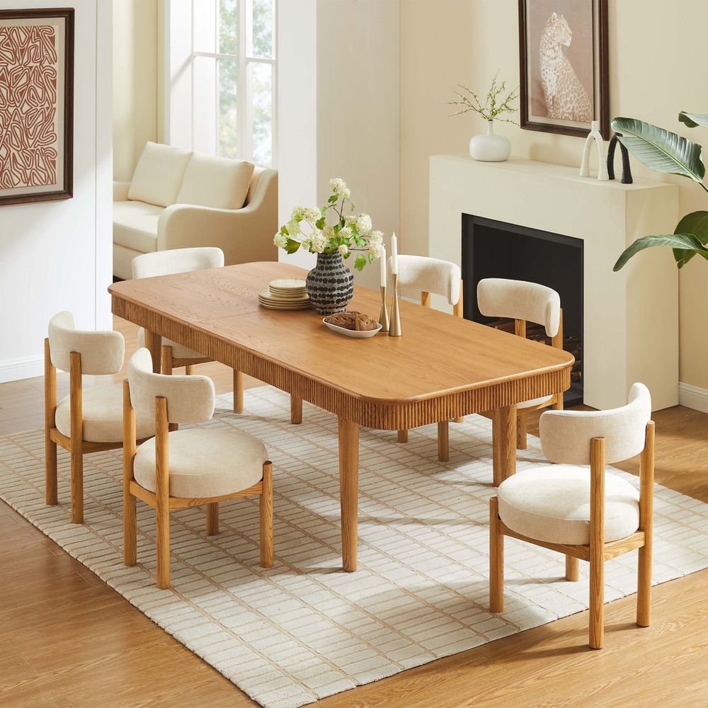 72-92" Solid Oak Expandable Dining Room Table