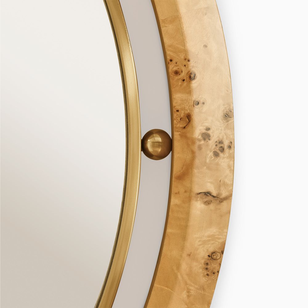 Burl Veneer Frame Wall Mirror