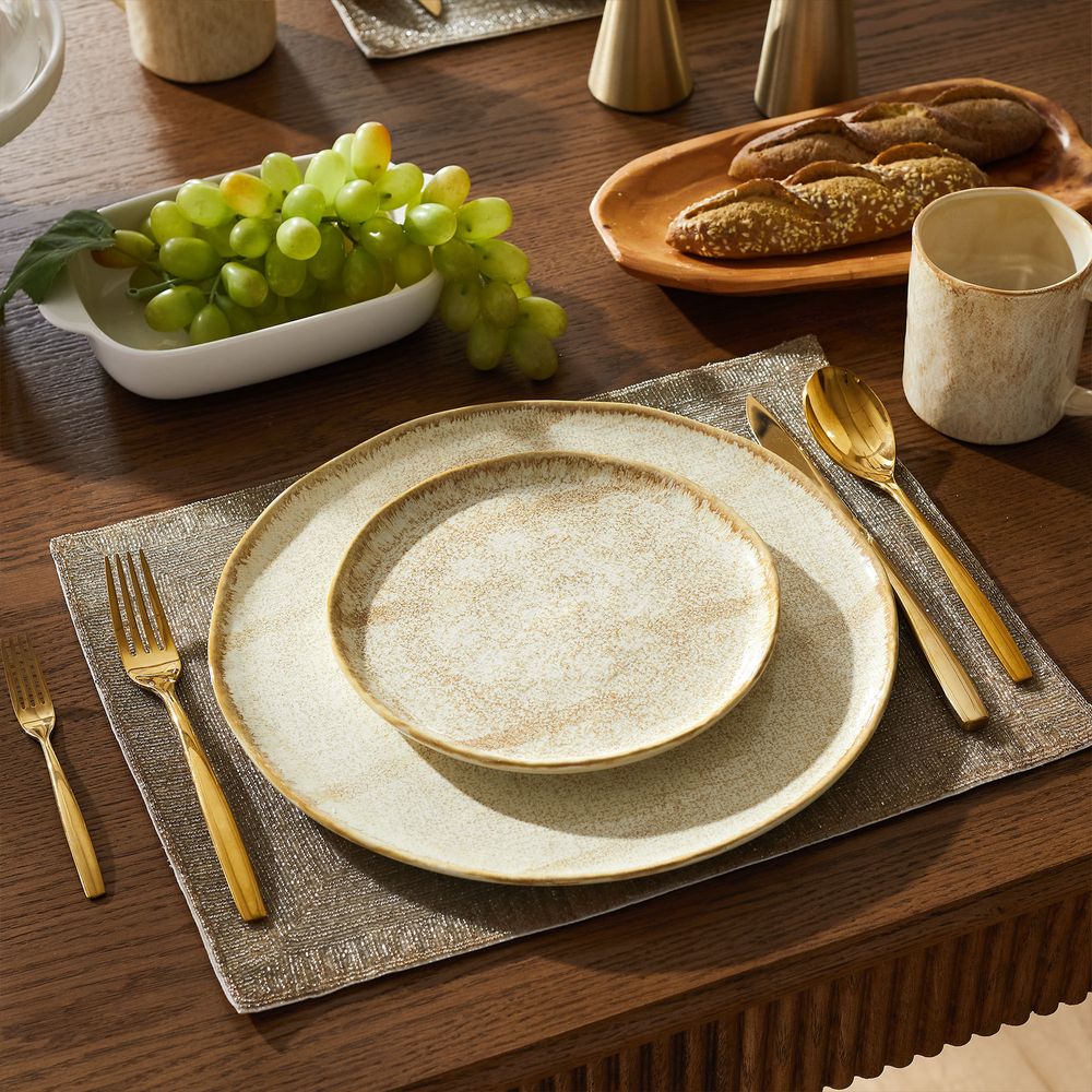 creamy beige glazed ceramic salad plate sets