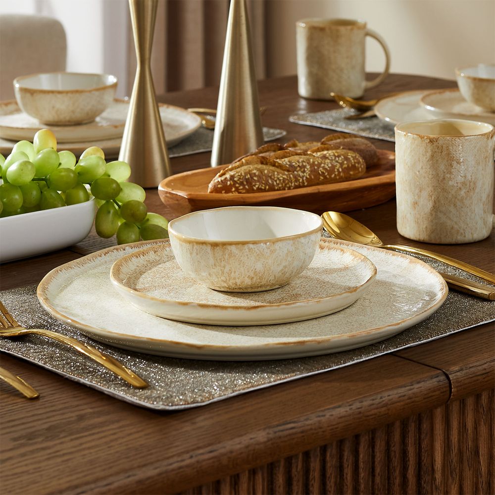 Creamy beige glazed ceramic dinner plate sets