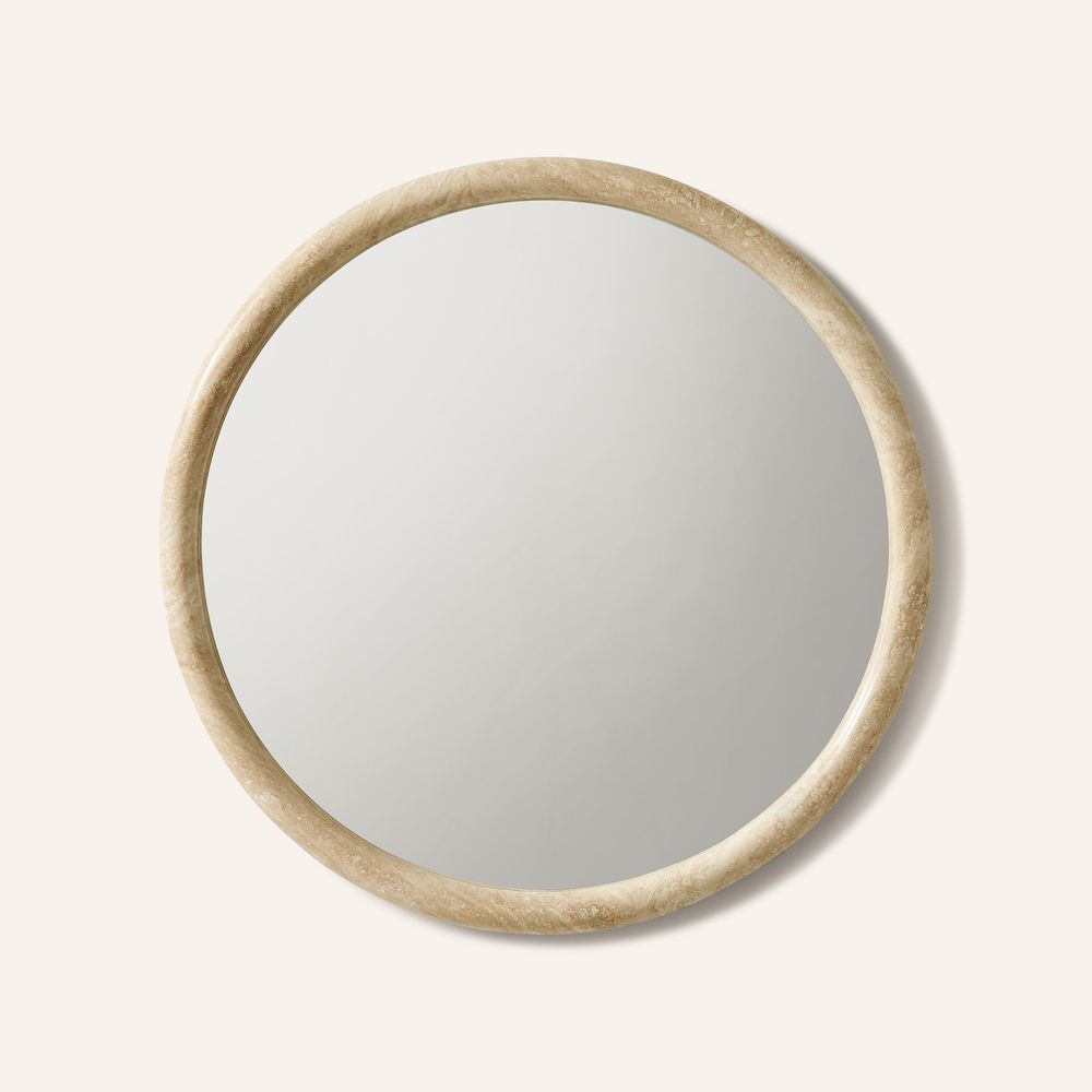 32inch Round Travertine Wall Mirror