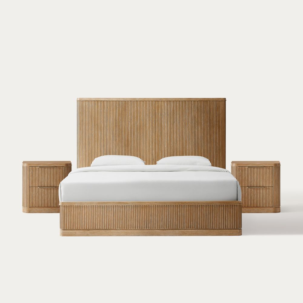 Wooden Fluted Bedroom Set