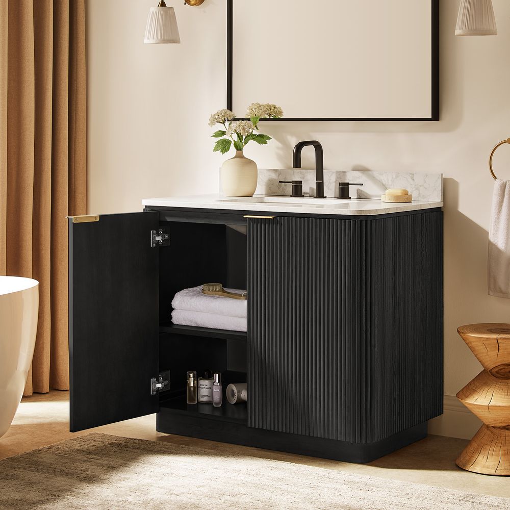 39 inch black single bathroom vanity