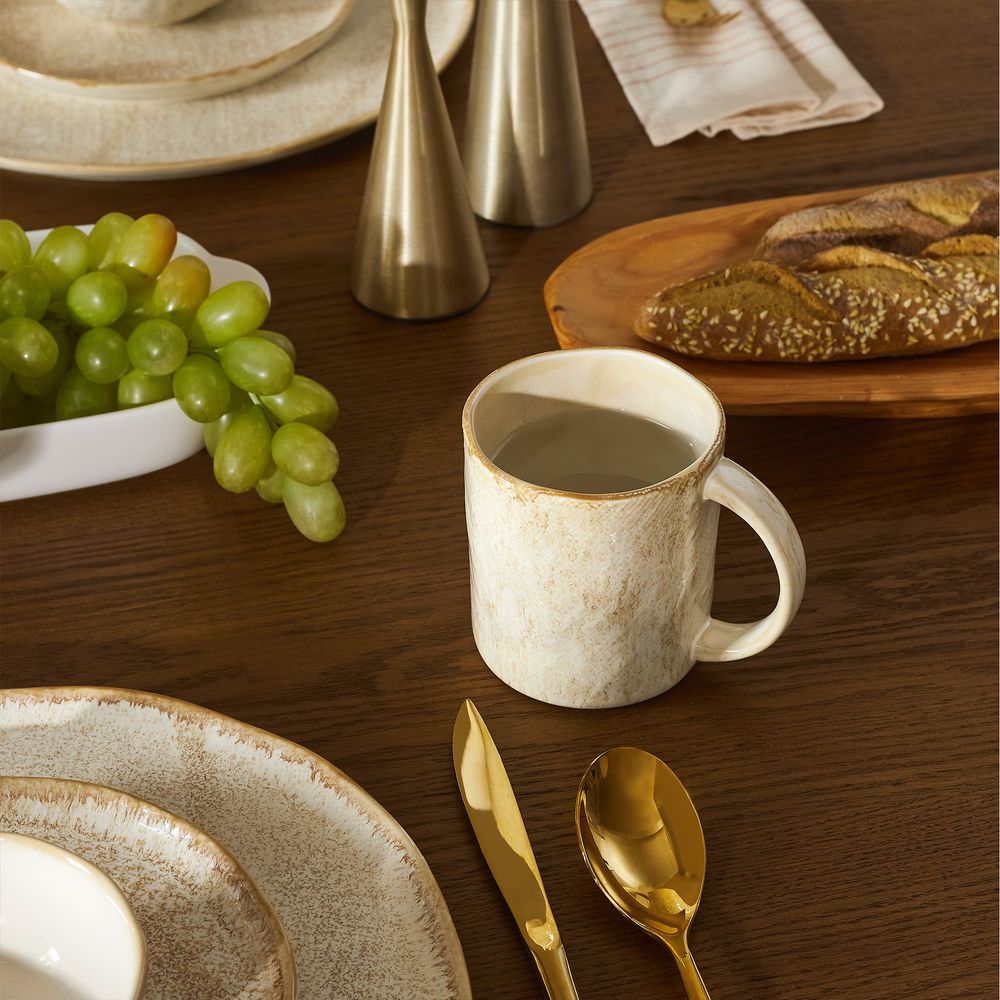 creamy beige glazed ceramic mug sets