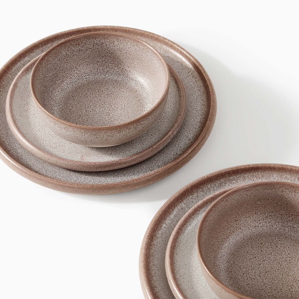 speckled taupe ceramic dinnerware sets