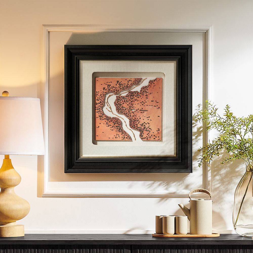 carved wall art with solid wooden frame