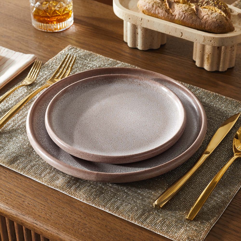speckled taupe ceramic salad plate sets