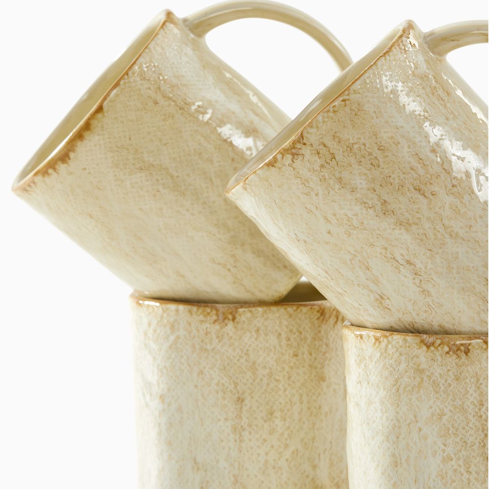 creamy beige glazed ceramic mug sets