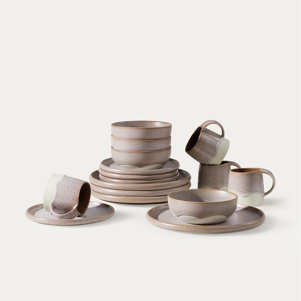 speckled taupe ceramic dinnerware sets