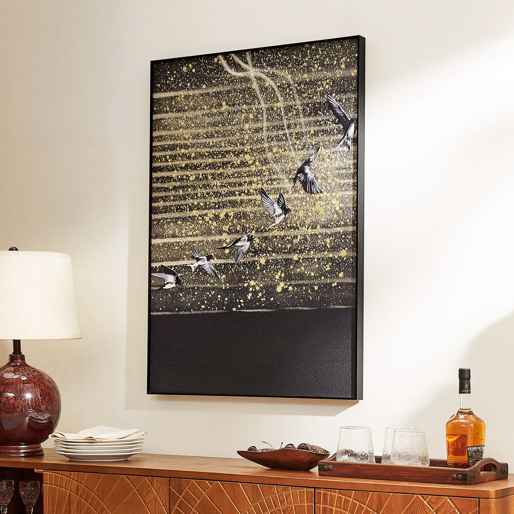 Swallows Hand Carved Relief