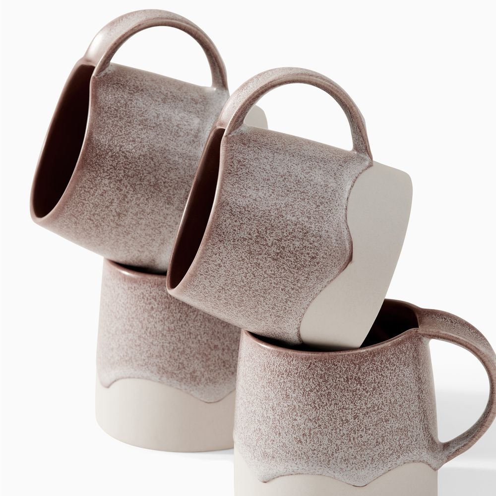 speckled taupe ceramic mug sets