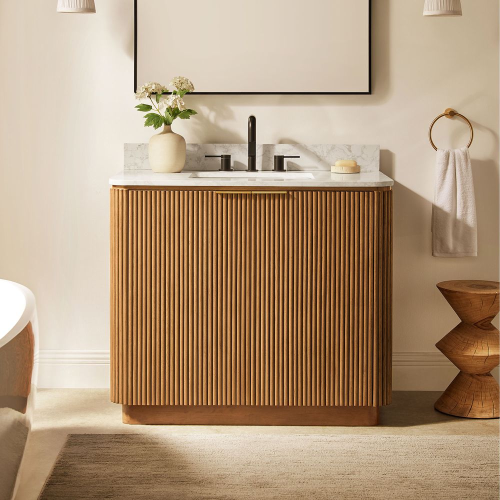 natural single bathroom vanity