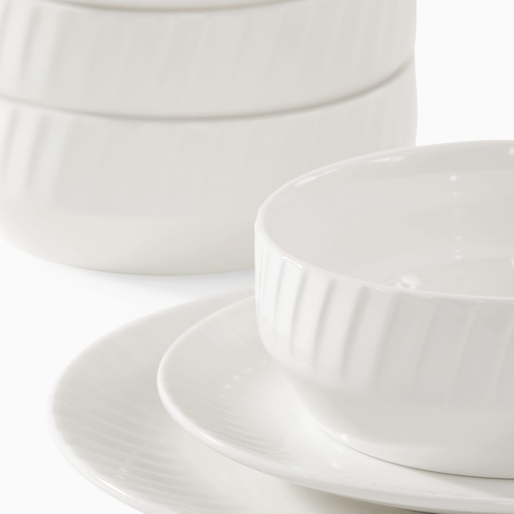 textured white ceramic dinnerware set