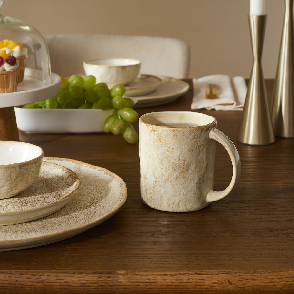 creamy beige glazed ceramic mug sets