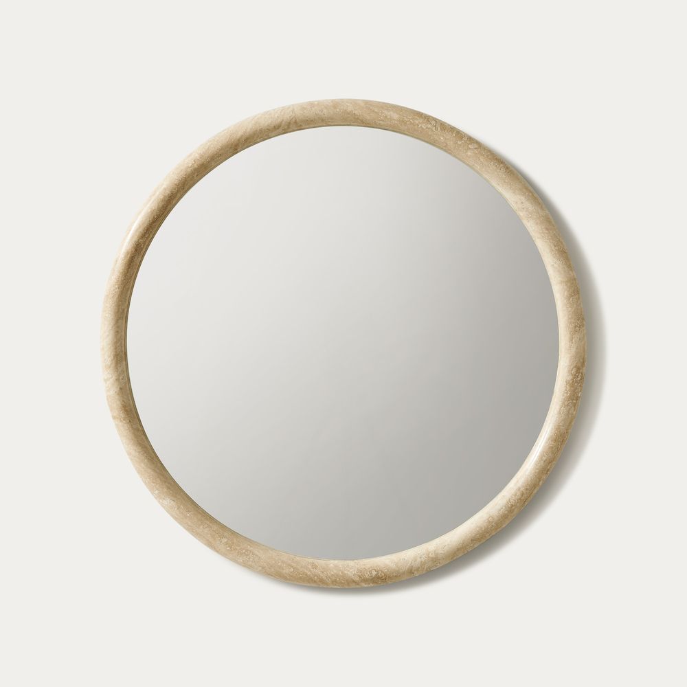 32inch Round Travertine Wall Mirror