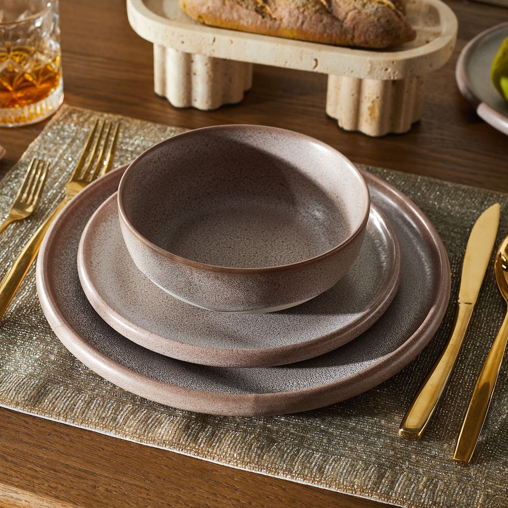 speckled taupe ceramic salad plate sets