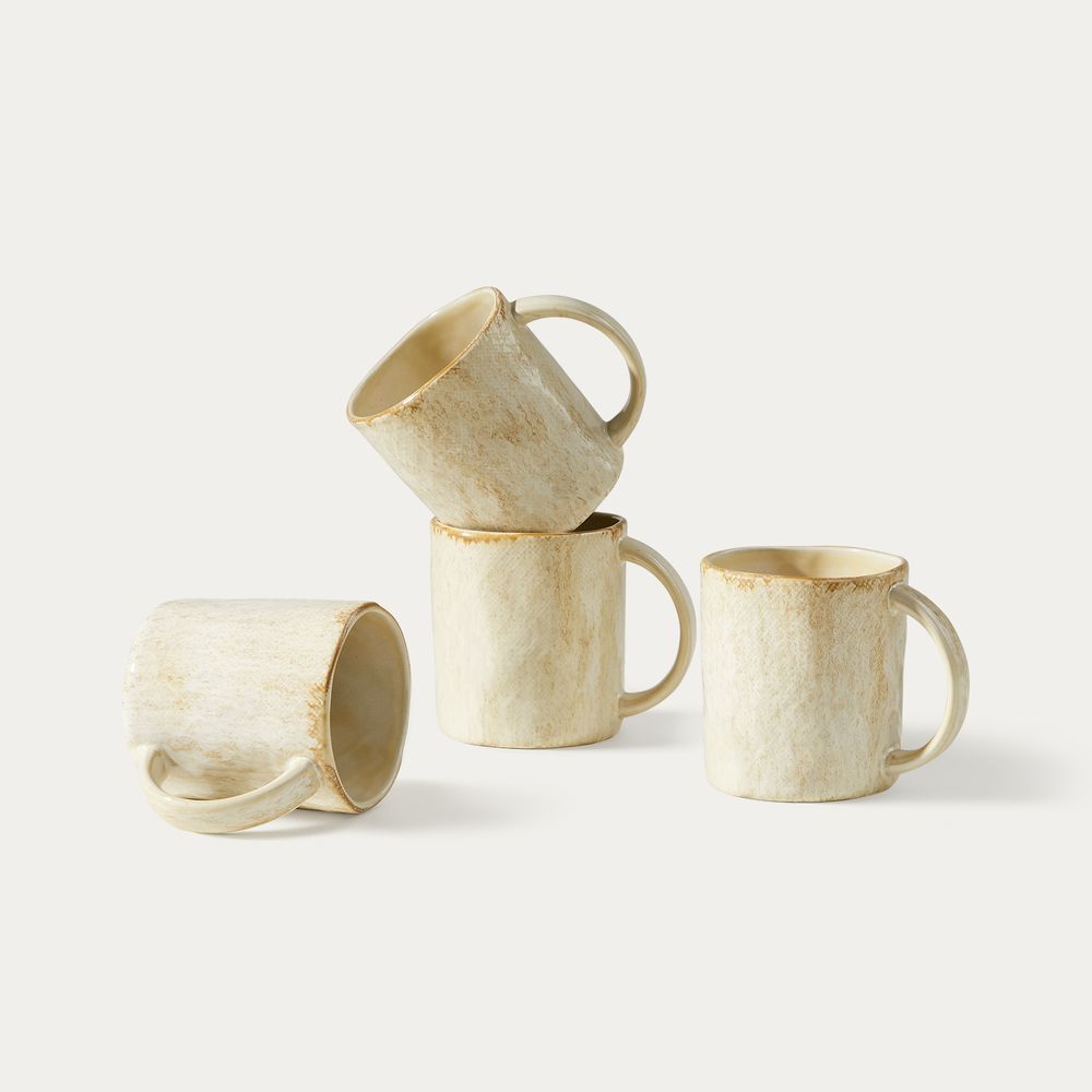 creamy beige glazed ceramic mug sets