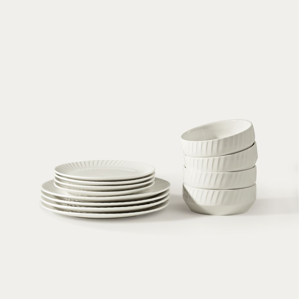 textured white ceramic dinnerware set