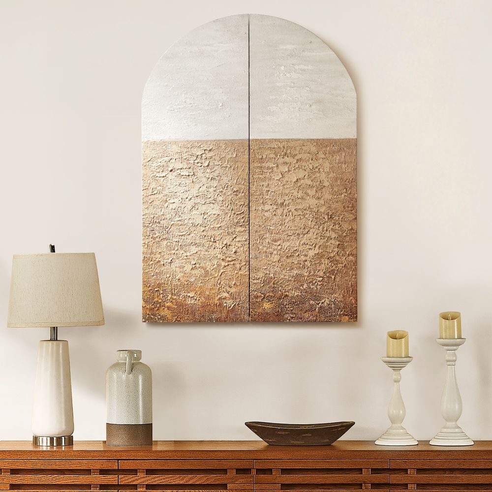 thick texture arched diptych hand painted wall art