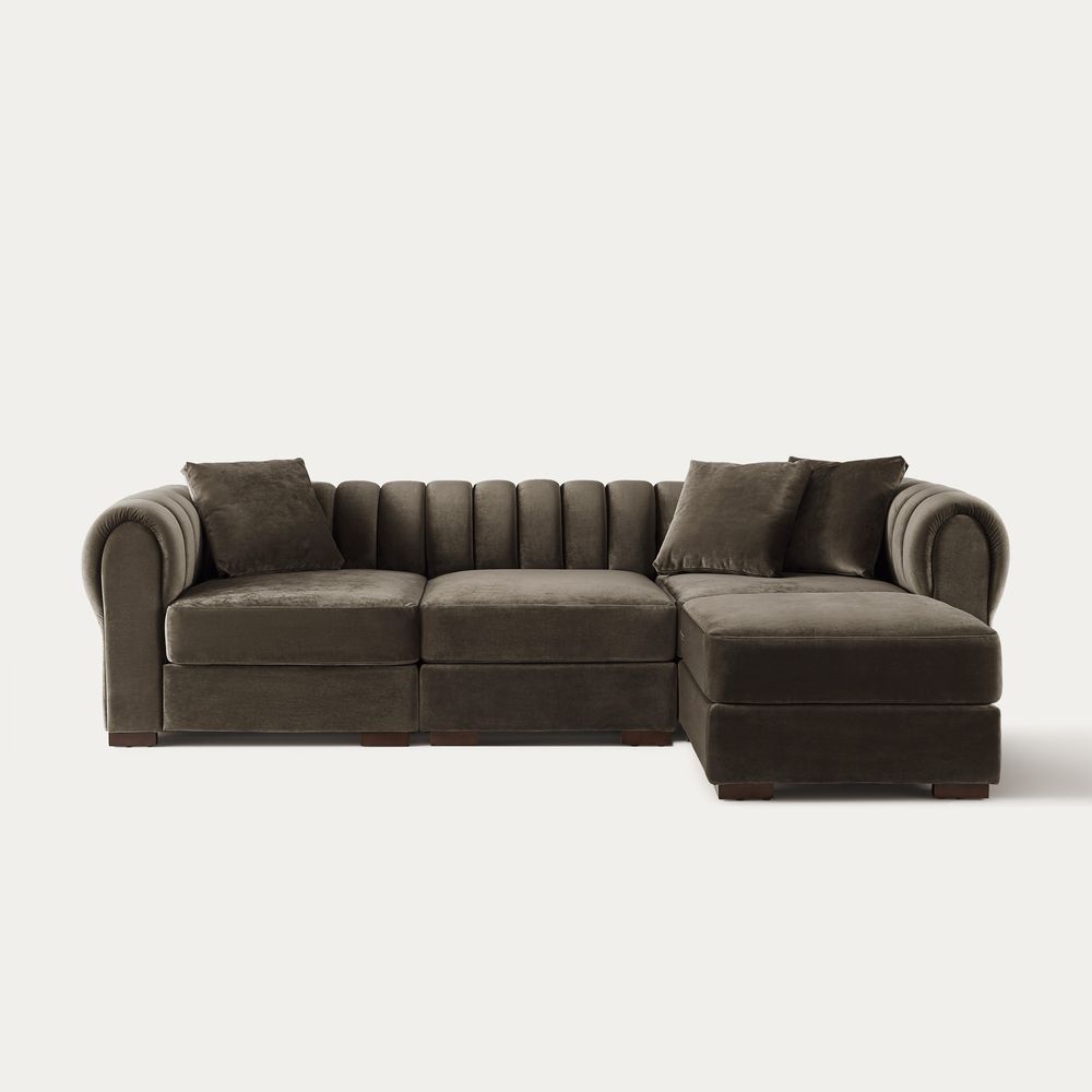 grey L-shaped modular sectional sofa 