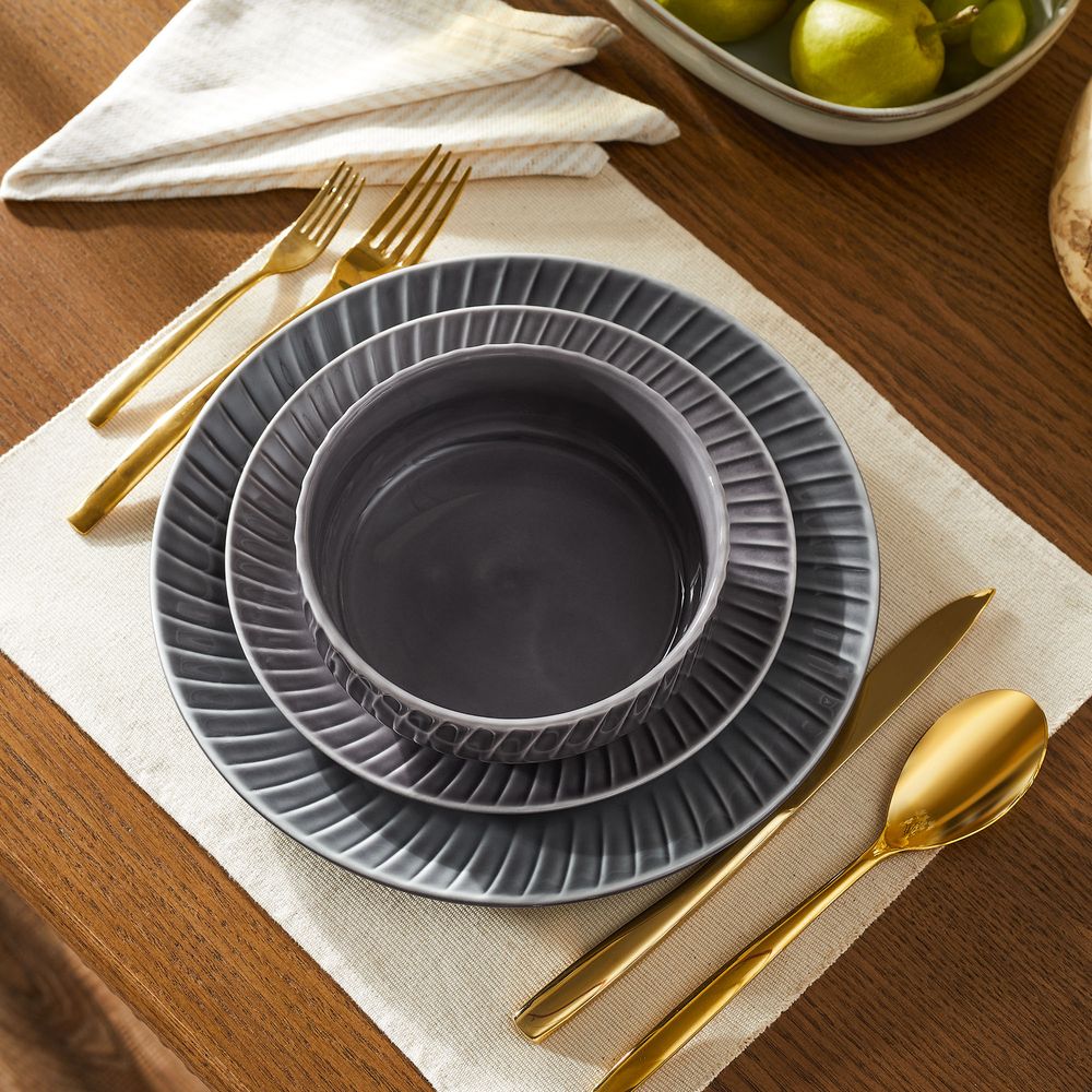 textured gray ceramic dinner plate sets