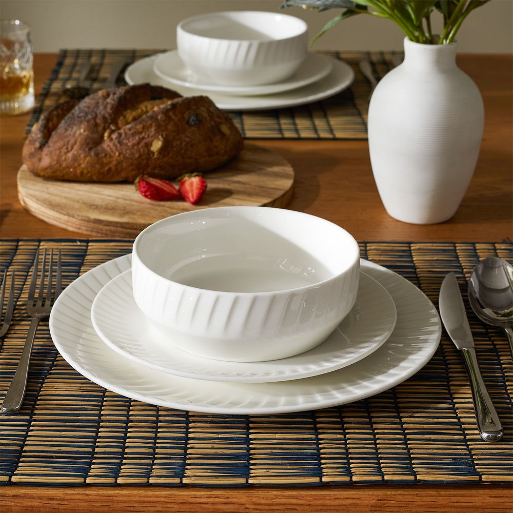 textured white ceramic dinnerware set