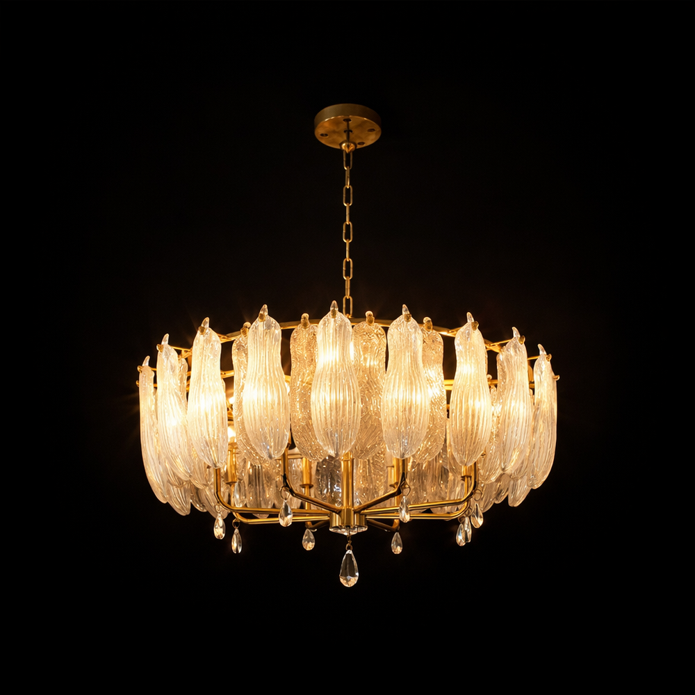 30 inch cascading chandelier with crystal pendant