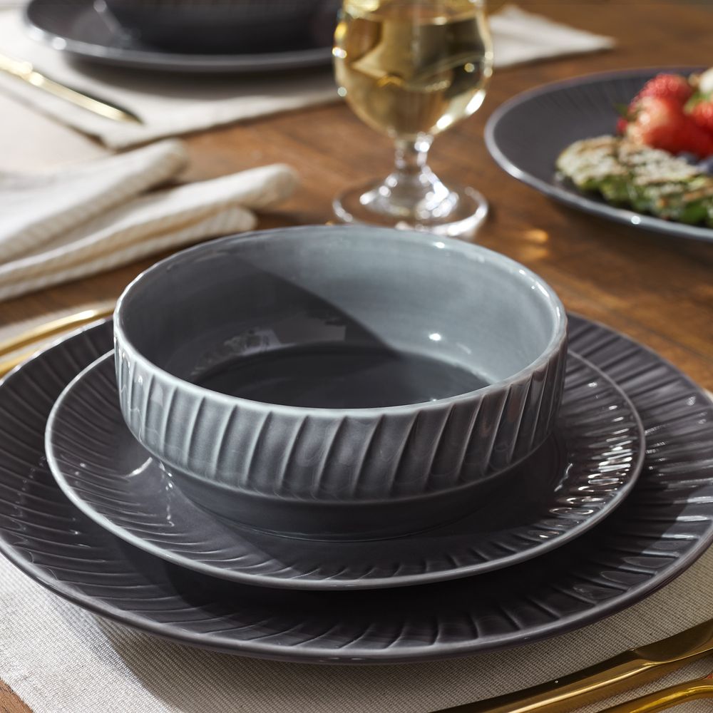 textured gray ceramic bowl sets