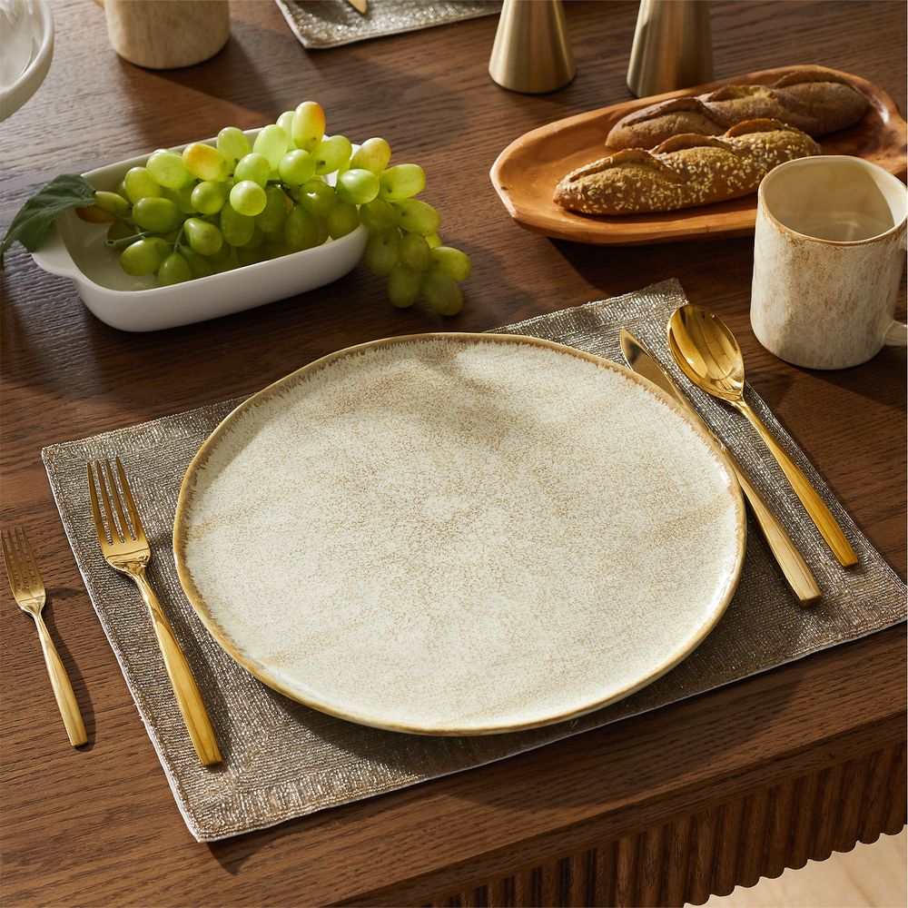 Creamy beige glazed ceramic dinner plate sets
