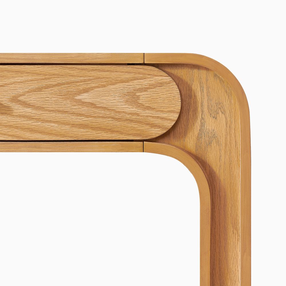 The rounded corners of the desk
