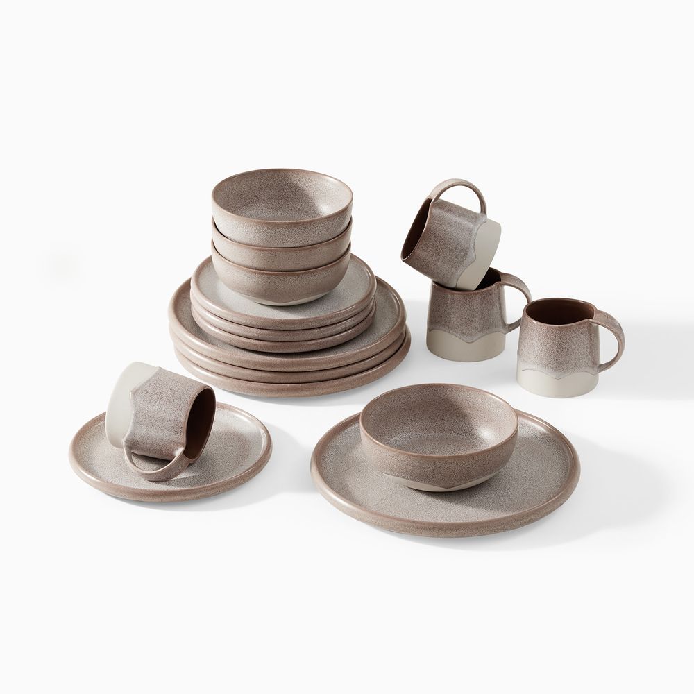 speckled taupe ceramic dinnerware sets