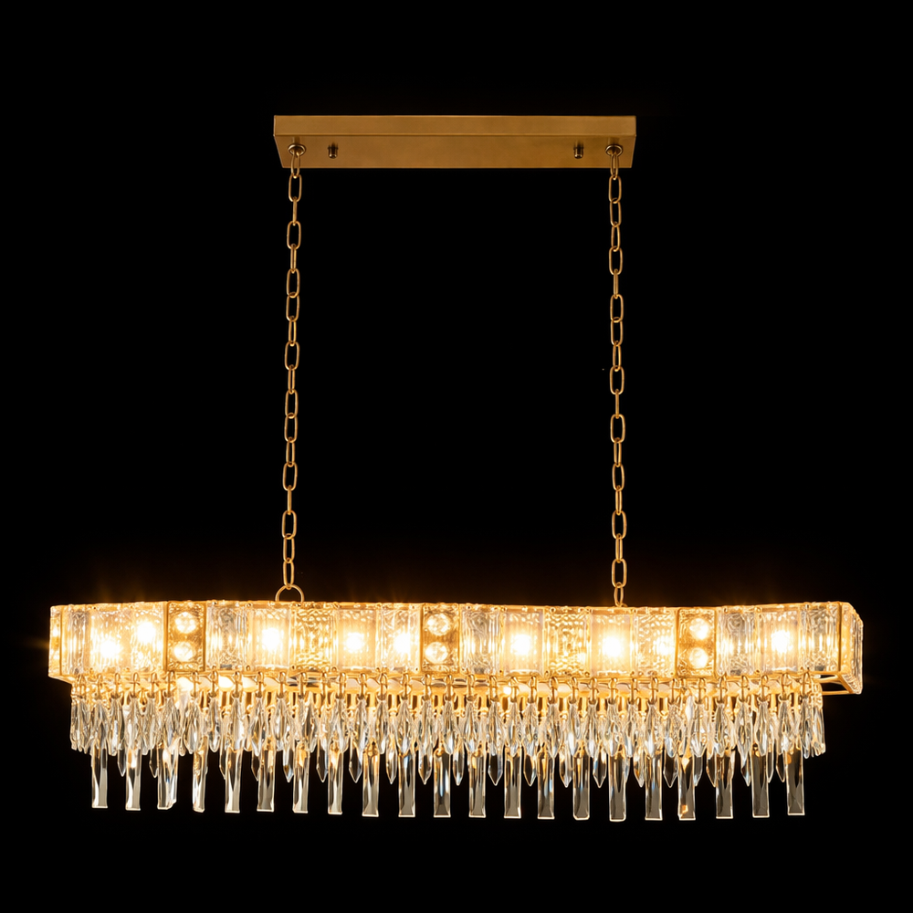 43 inch rectangle waterfall crystal chandelier