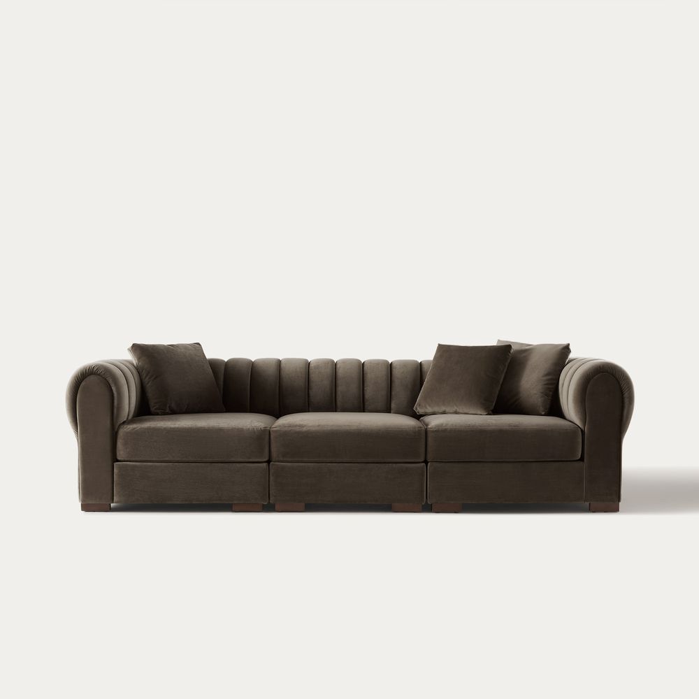 green velvet modular sectional sofa 