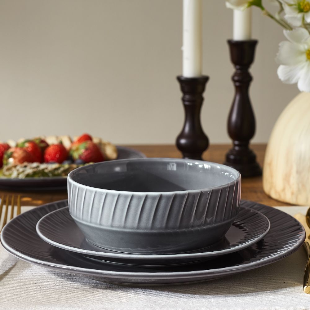 textured gray ceramic bowl sets