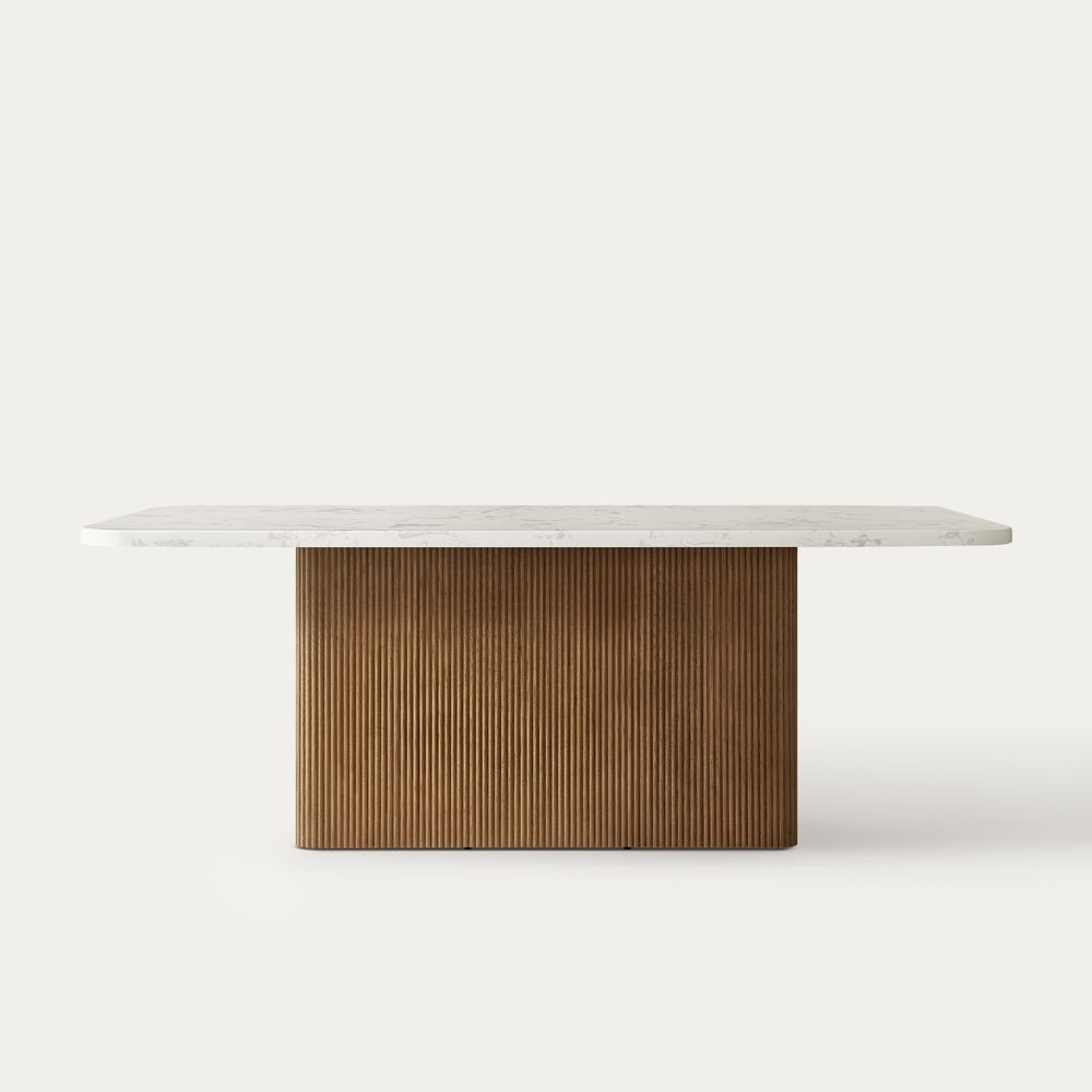 Oak Fluted Stone Dining Table