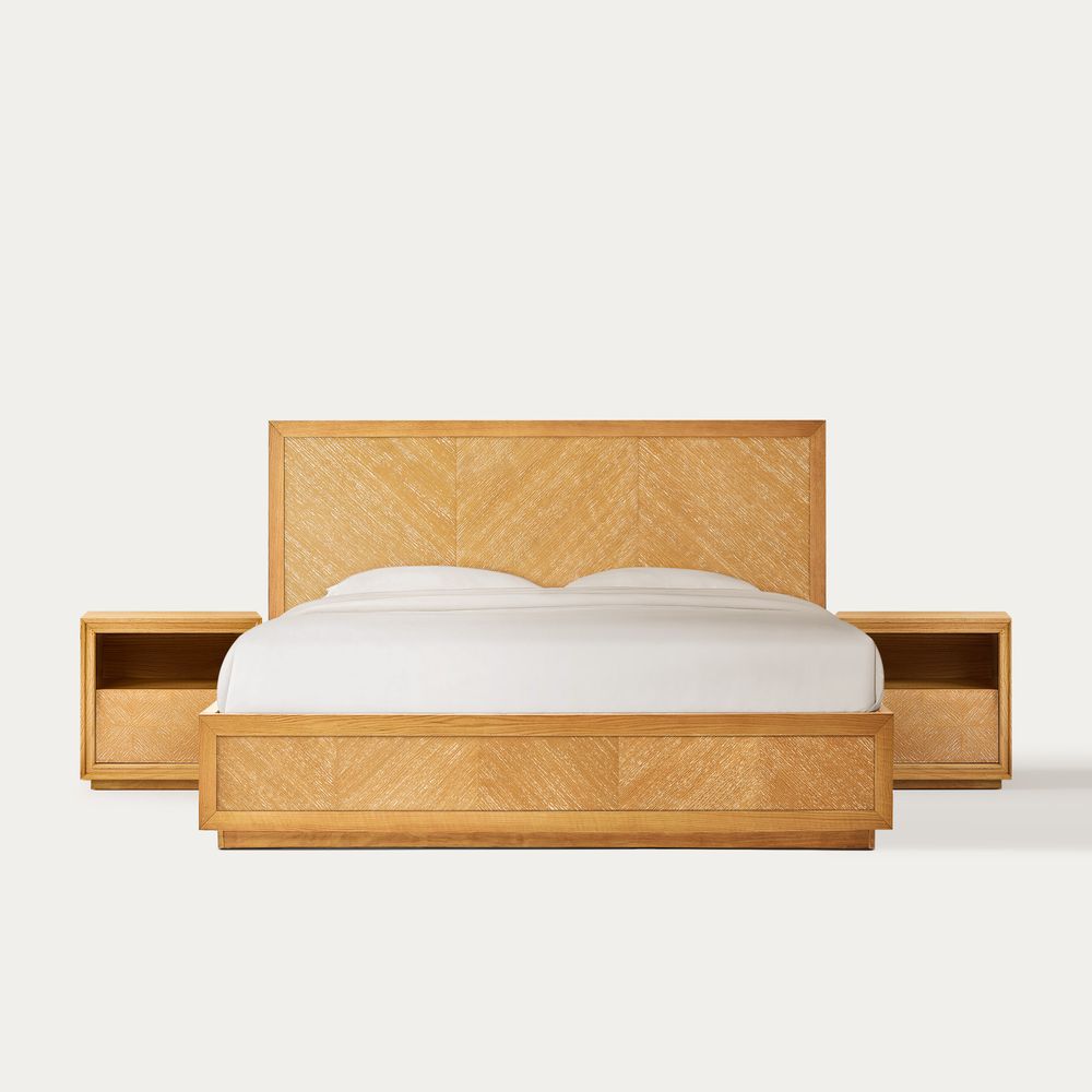 3-Piece Chevron Brown Wooden Bedroom Set