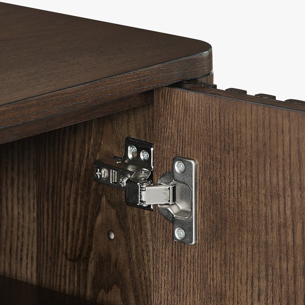 Hardware details at the shoe cabinet's connecting doorway