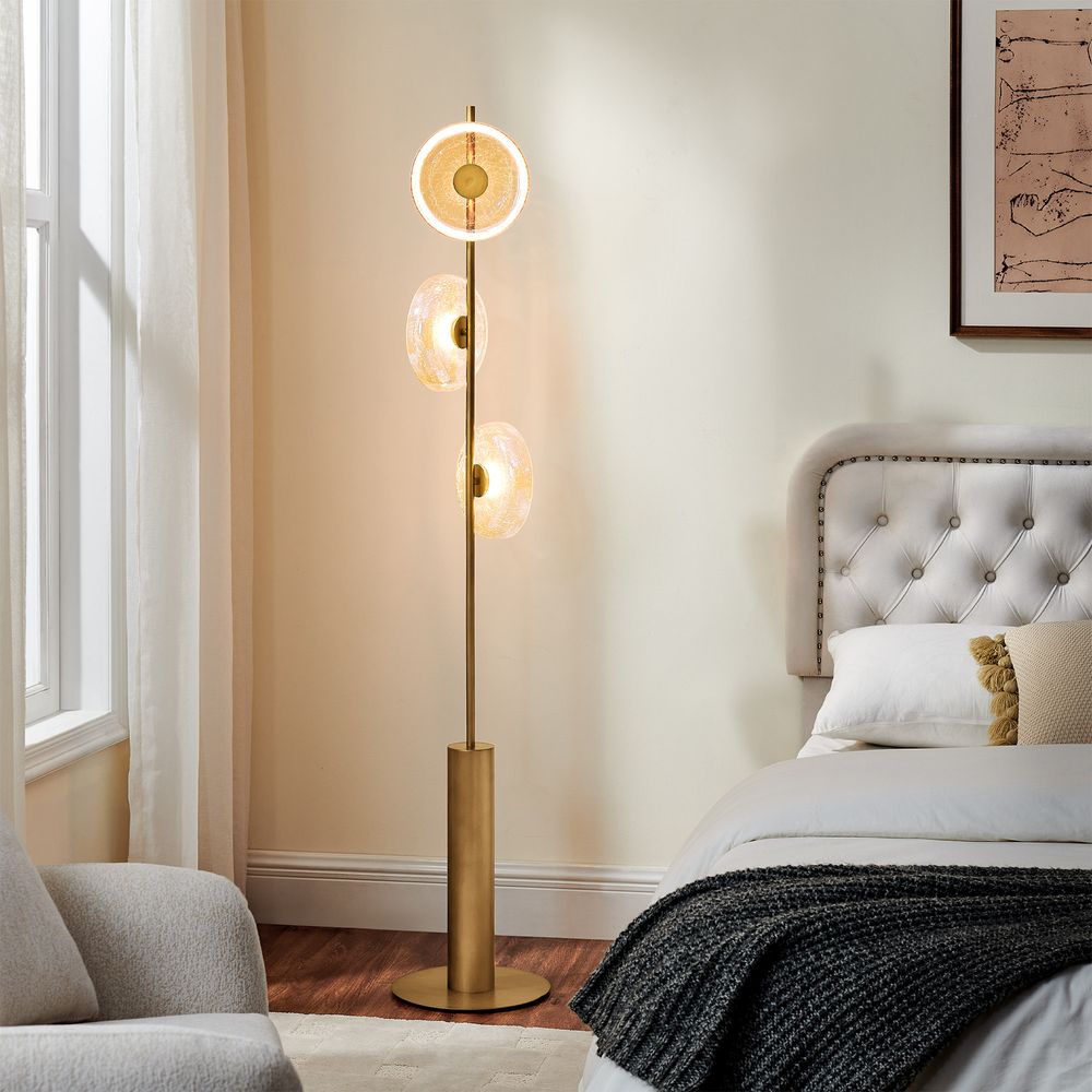 crackle glass floor lamp bronze