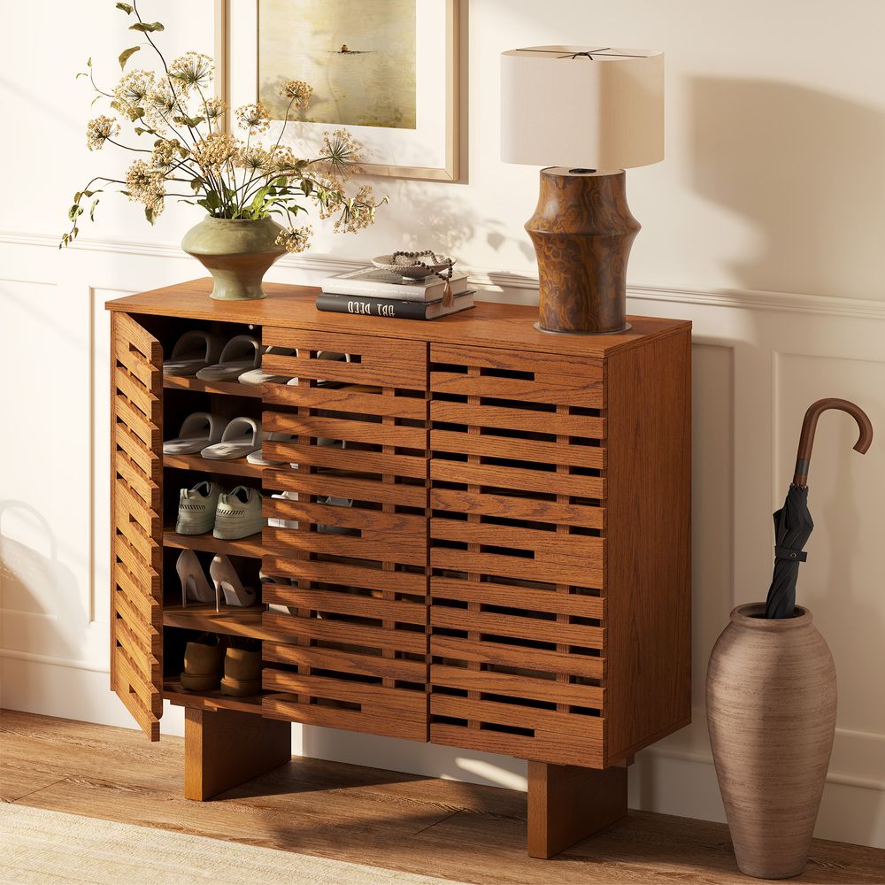 Wood Shoe Storage Hollow Design