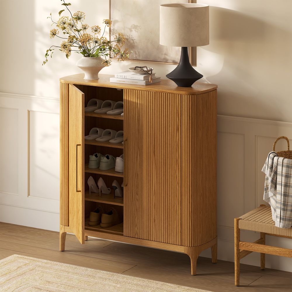 natural shoe cabinet storage for adjustable shelves